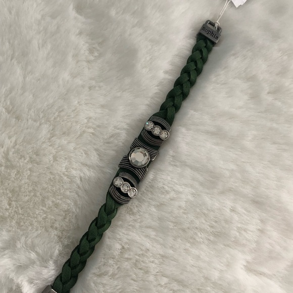 NWT Lia Sophia Olive Leather Crystal Bracelet - Picture 6 of 7